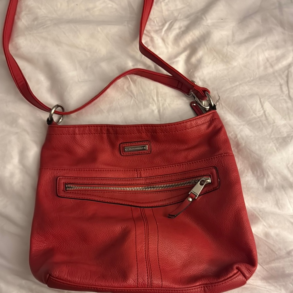 Tignanello Red Crossbody Bag with Adjustable Strap